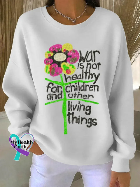 Peace Art Print Casual Sweatshirt White / S