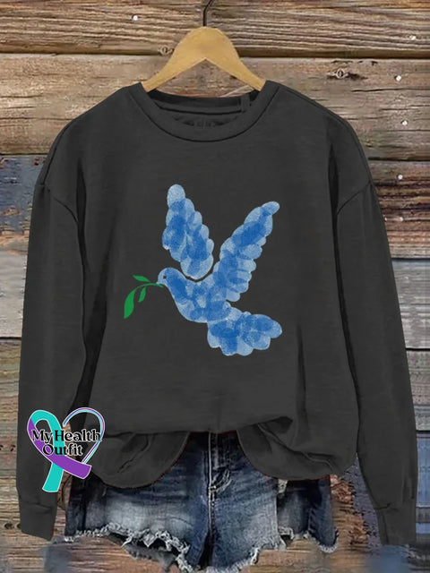 Peace Dove Art Print Casual Sweatshirt Black / S