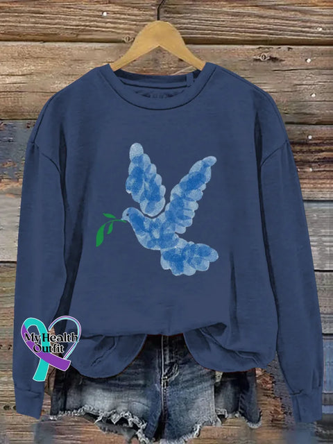 Peace Dove Art Print Casual Sweatshirt Blue / S