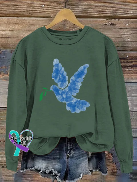 Peace Dove Art Print Casual Sweatshirt Green / S