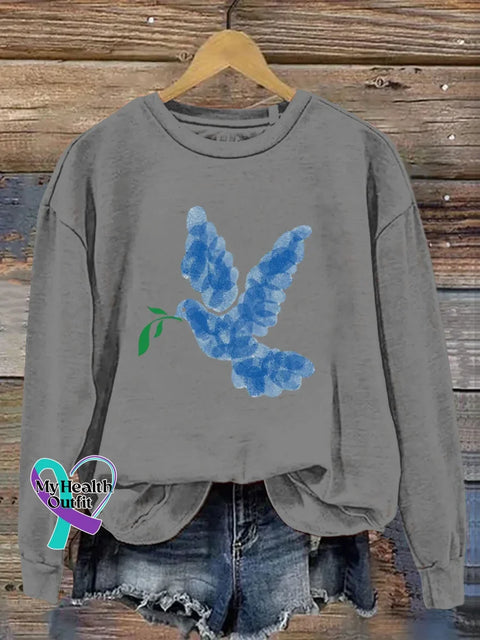 Peace Dove Art Print Casual Sweatshirt Grey / S
