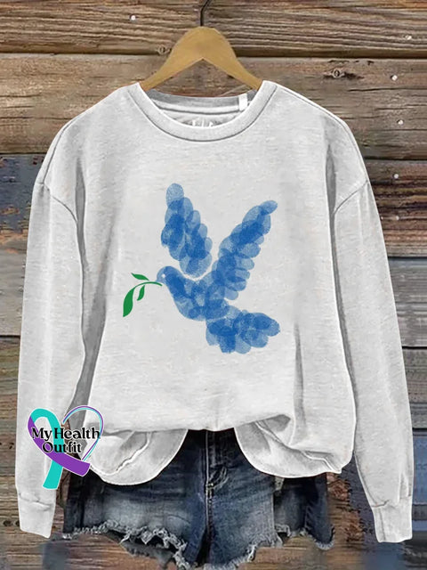 Peace Dove Art Print Casual Sweatshirt White / S