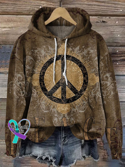 Peace Love Cool Wing Art Casual Hoodie Sweatshirt Multicolor / S