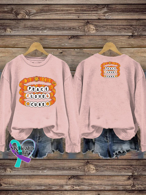 Peace Love Cure Multiple Sclerosis Casual Crew Neck Sweatshirt Pink / S