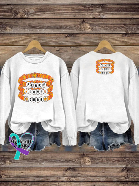 Peace Love Cure Multiple Sclerosis Casual Crew Neck Sweatshirt White / S