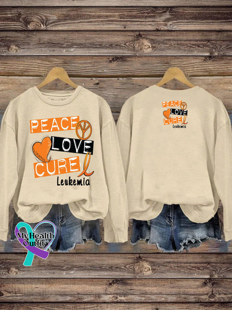 Peace Love Cure Multiple Sclerosis Print Casual Crew Neck Sweatshirt Beige / S