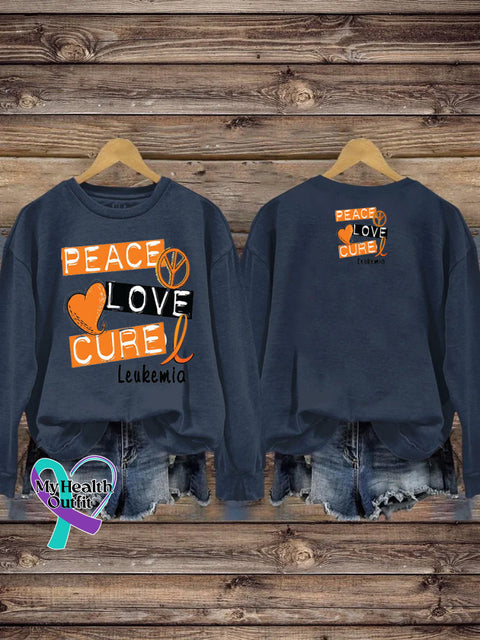Peace Love Cure Multiple Sclerosis Print Casual Crew Neck Sweatshirt NavyBlue / S