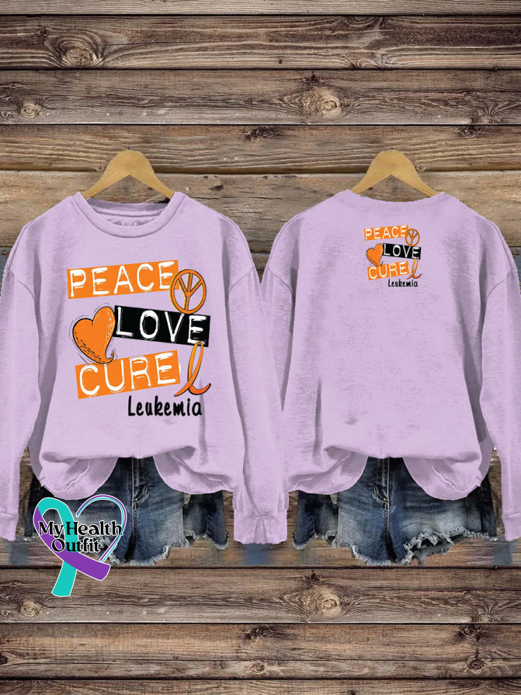 Peace Love Cure Multiple Sclerosis Print Casual Crew Neck Sweatshirt Purple / S