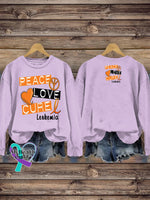 Peace Love Cure Multiple Sclerosis Print Casual Crew Neck Sweatshirt Purple / S