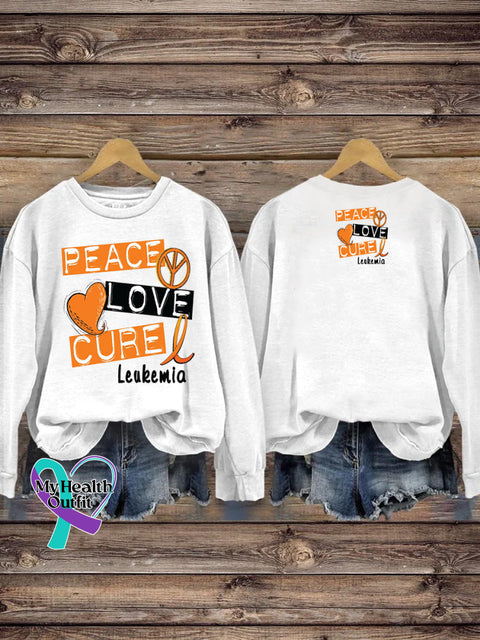 Peace Love Cure Multiple Sclerosis Print Casual Crew Neck Sweatshirt White / S