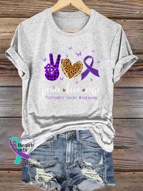 Peace Love Cute Epilepsy Awareness Crew Neck Casual t-Shirt White / S