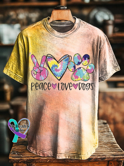 Peace Love Dog Printed Casual Crew Neck Short Sleeve T-Shirt Multicolor / S