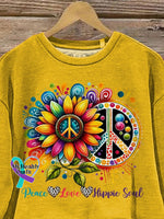 ’Peace Love Hippie Soul’ Life Inspired Graphic Printed Casual Sweatshirt