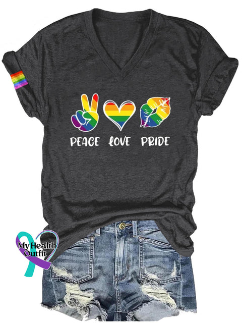 Peace Love Pride Lgbt Art Print Casual T-Shirt Black / S