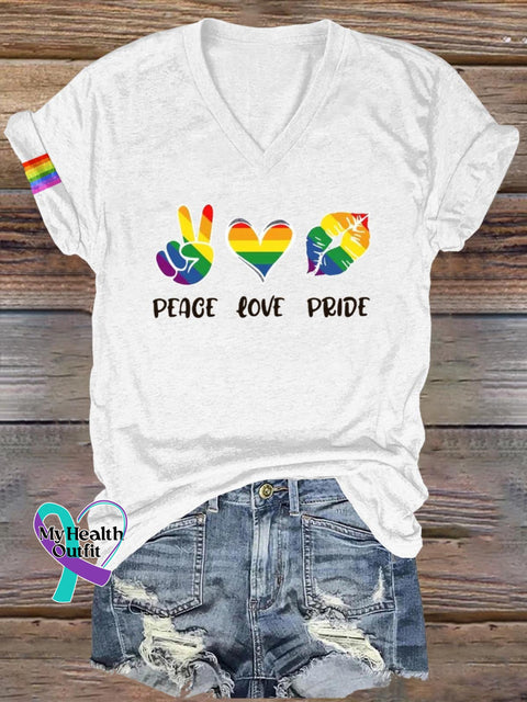 Peace Love Pride Lgbt Art Print Casual T-Shirt White / S