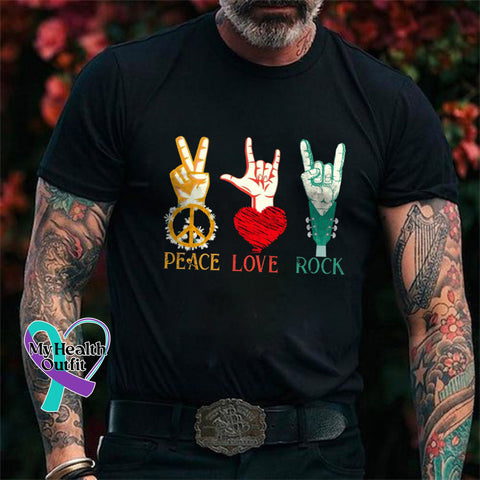 Peace Love Rock Printed Men’s T-Shirt Black / S