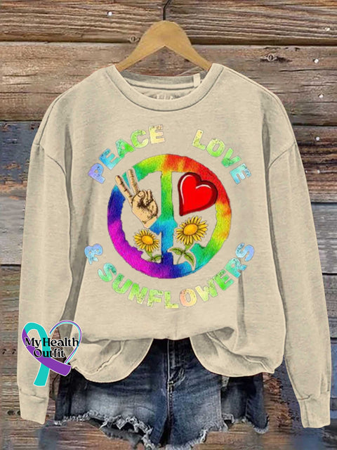 PEACE LOVE SUNFLOWERS Casual Sweatshirt Sand / S