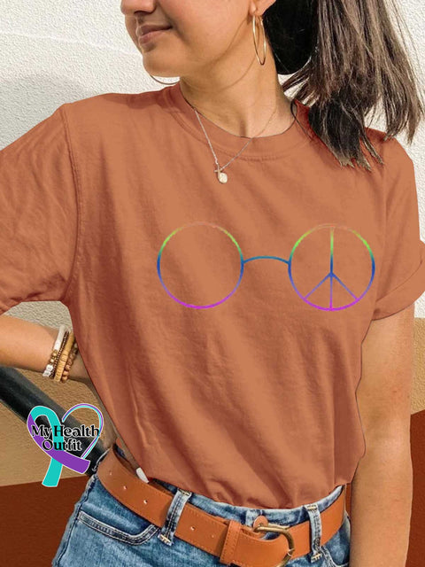 Peace Sign Glasses T-shirt Orange / S