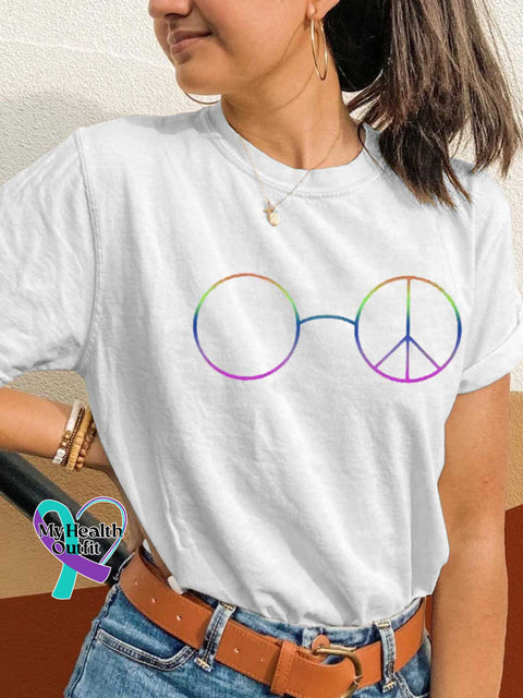 Peace Sign Glasses T-shirt White / S