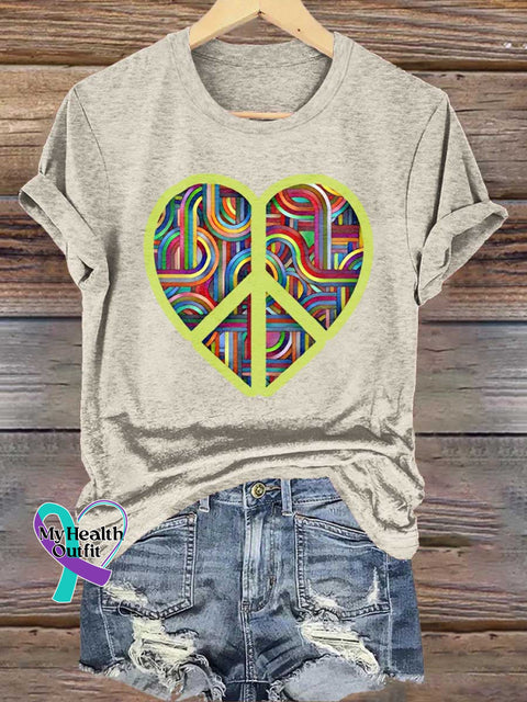 Peace Sign Heart Love and Peace T-shirt Sand / S