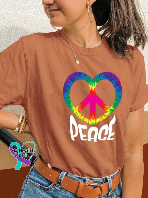 Peace Sign Heart T-shirt Orange / S