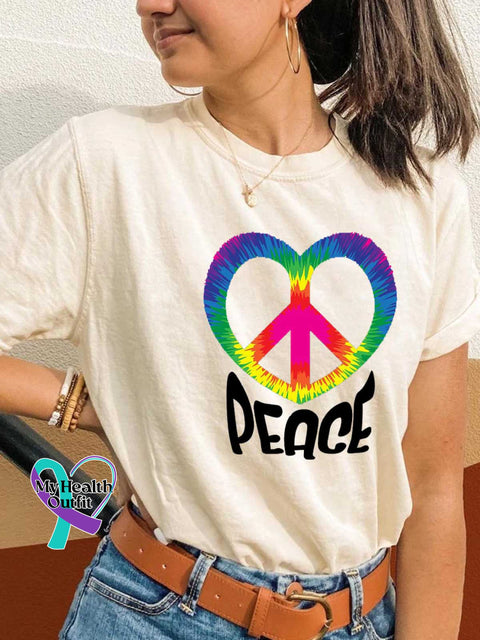 Peace Sign Heart T-shirt Sand / S