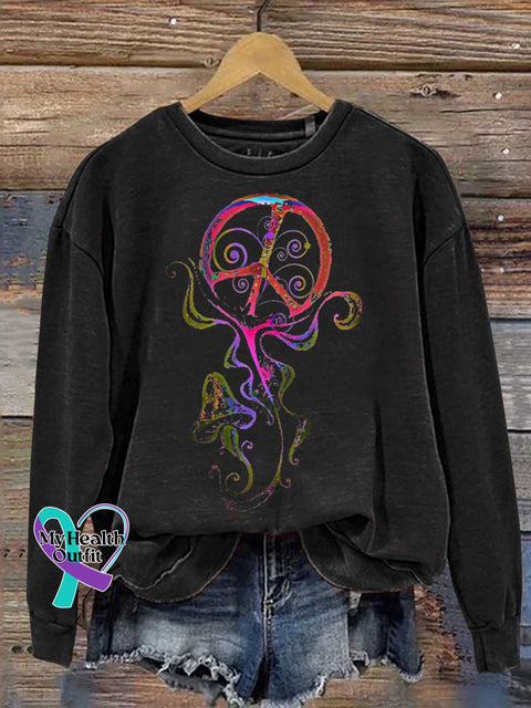 Peace Sign Love and Peace Casual Sweatshirt Black / S
