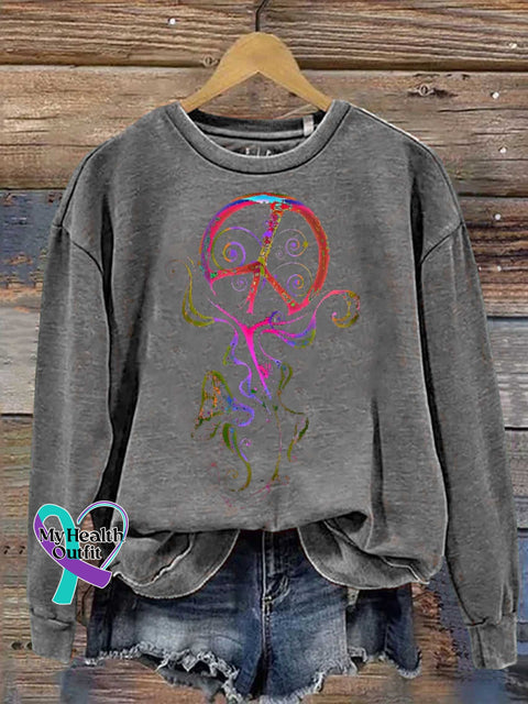 Peace Sign Love and Peace Casual Sweatshirt Grey / S