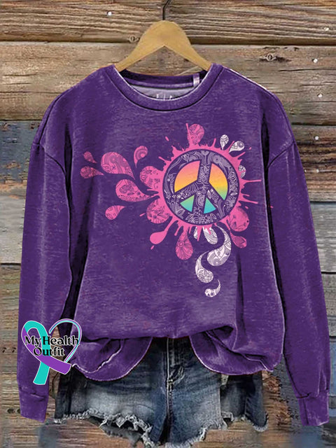 Peace Sign Love and Peace Casual Sweatshirt Multicolor / S