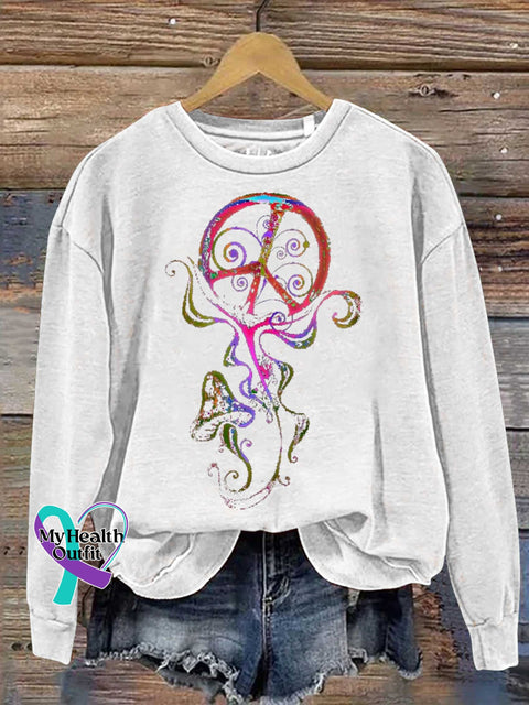 Peace Sign Love and Peace Casual Sweatshirt White / S