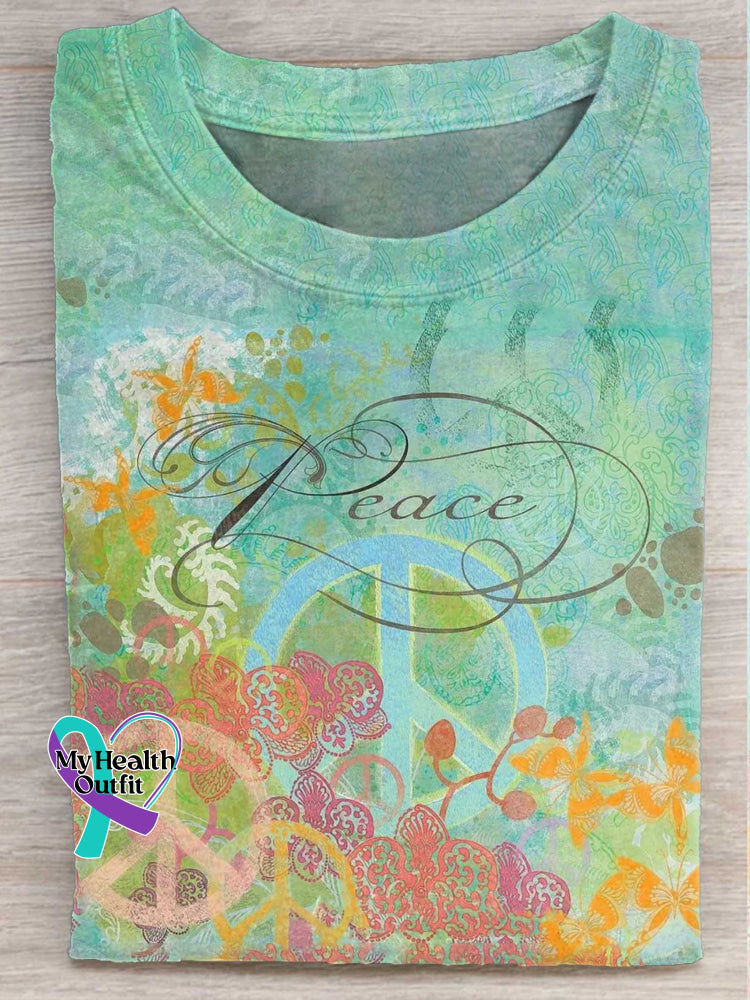 Peace Sign Print T-shirt Multicolor / S
