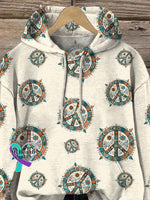 Peace Sign Repeat Pattern Printed Casual Sweatshirt