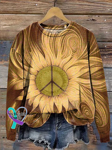 Peace Sign Sunflower Sweashirt Multicolor / S
