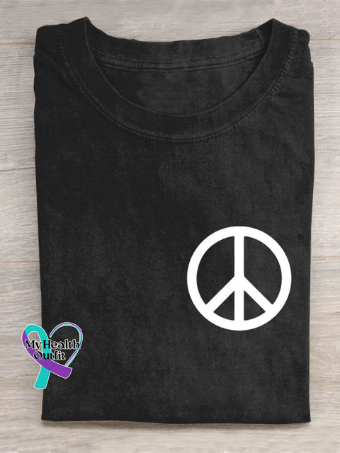 Peace Symbol Hippie Art Print T-Shirt Black / S