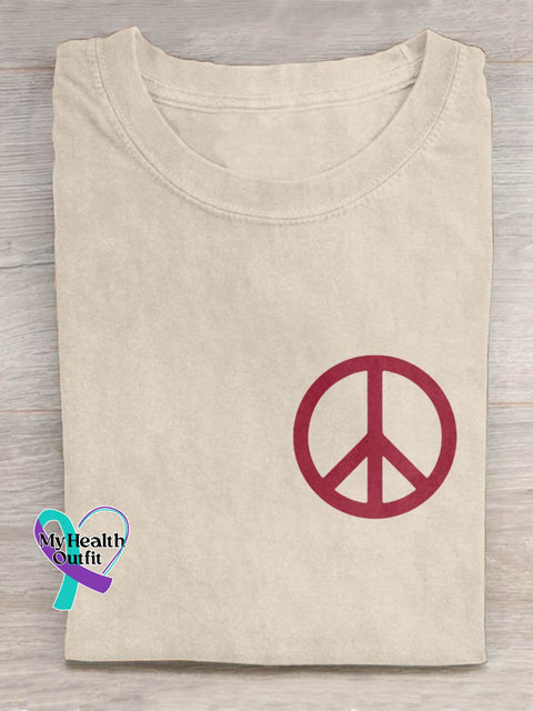 Peace Symbol Hippie Art Print T-Shirt Sand / S