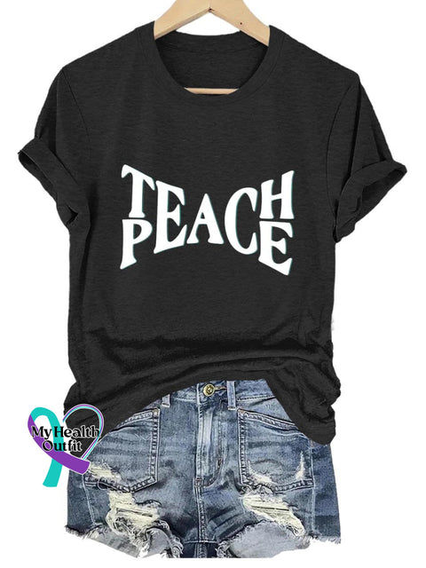 Peace Teach Art Print T-Shirt Black / S