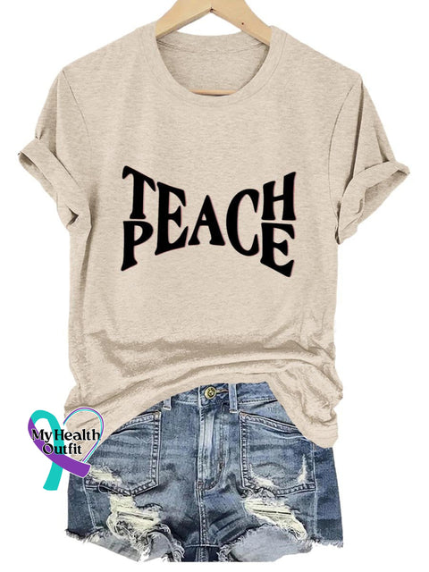 Peace Teach Art Print T-Shirt Sand / S