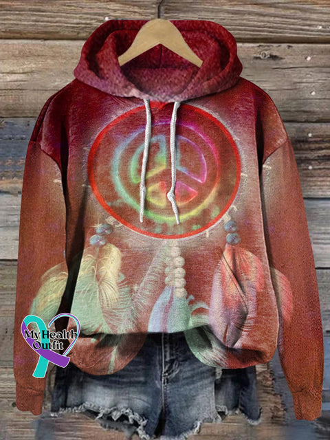 Peaceful Dreamcatcher Gradient Print Casual Hoodie Multicolor / S