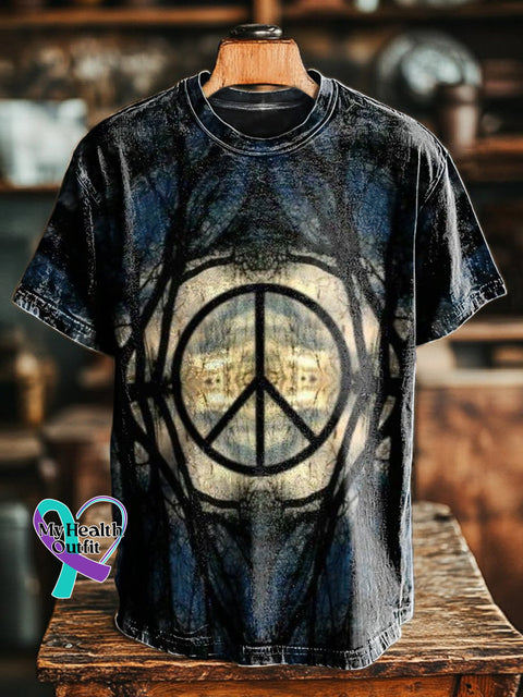 Peaceful Fantasy Space Printed Casual Round Neck Short Sleeve T-Shirt Multicolor / S