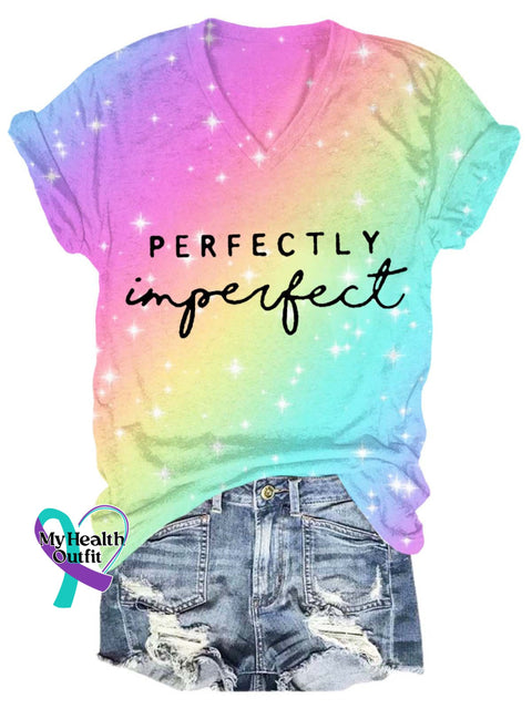 Perfectly Imperfect Art Print Casual T-Shirt Light Rainbow / S