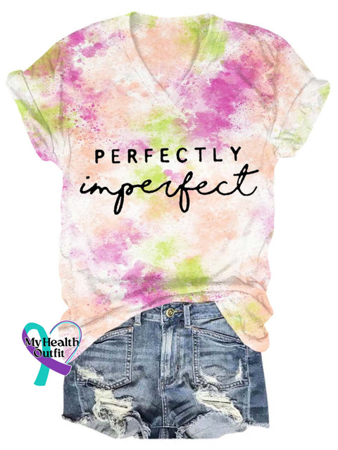 Perfectly Imperfect Art Print Casual T-Shirt Purple White / S