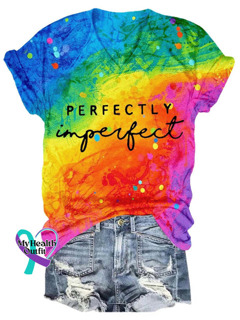 Perfectly Imperfect Art Print Casual T-Shirt Rainbow / S