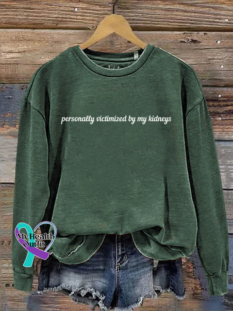 Personally Victimized By My Kidneys Art Print Pattern Casual Sweatshirt Green / S