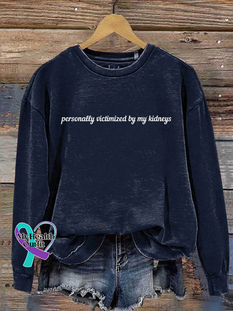 Personally Victimized By My Kidneys Art Print Pattern Casual Sweatshirt Navy / S