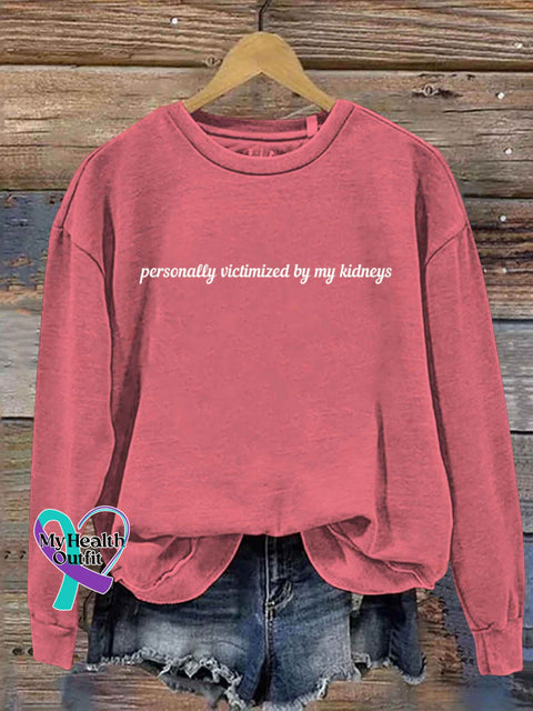 Personally Victimized By My Kidneys Art Print Pattern Casual Sweatshirt Pink / S
