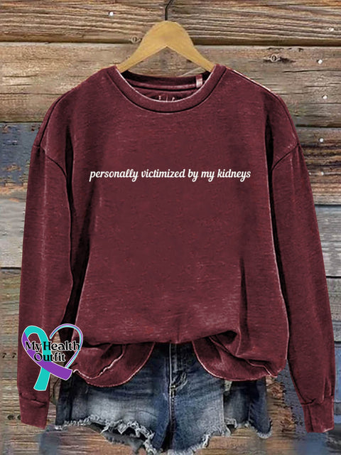 Personally Victimized By My Kidneys Art Print Pattern Casual Sweatshirt Red / S