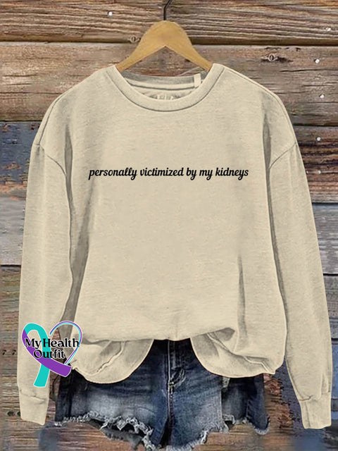 Personally Victimized By My Kidneys Art Print Pattern Casual Sweatshirt Sand / S
