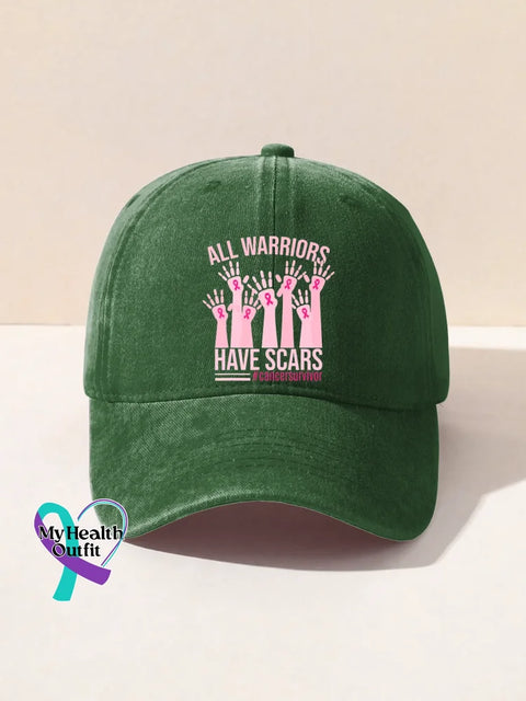 Pink Art Breast Cancer Awareness Baseball Cap Green / Onesize