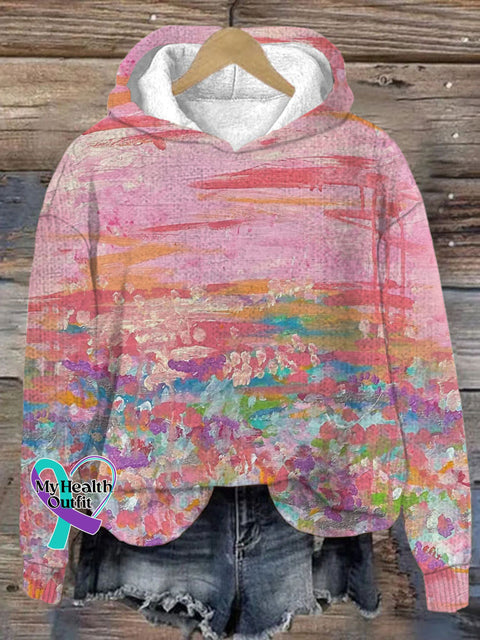 Pink Breast Cancer Awareness Printed Hoodie / S