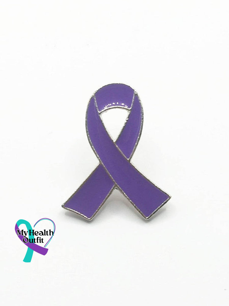 Pink Love Ribbon Brooch Breast Cancer Aids Awareness Accessory Purple / One Size
